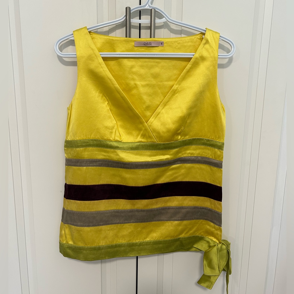 Authentic Red Valentino Vintage Yellow/Green/Burgundy Strips Top
